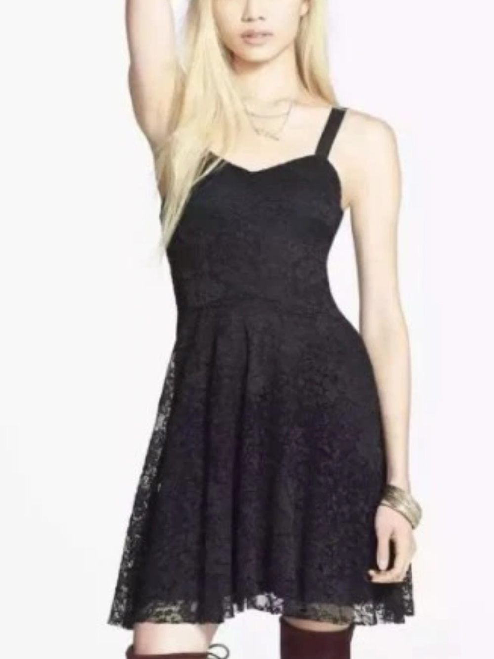 Free People Black Lace Midi Dress with Straps sz S